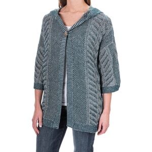 Woolrich Katie Bird Short Sleeve Hooded Cardigan Blue Size M/L
